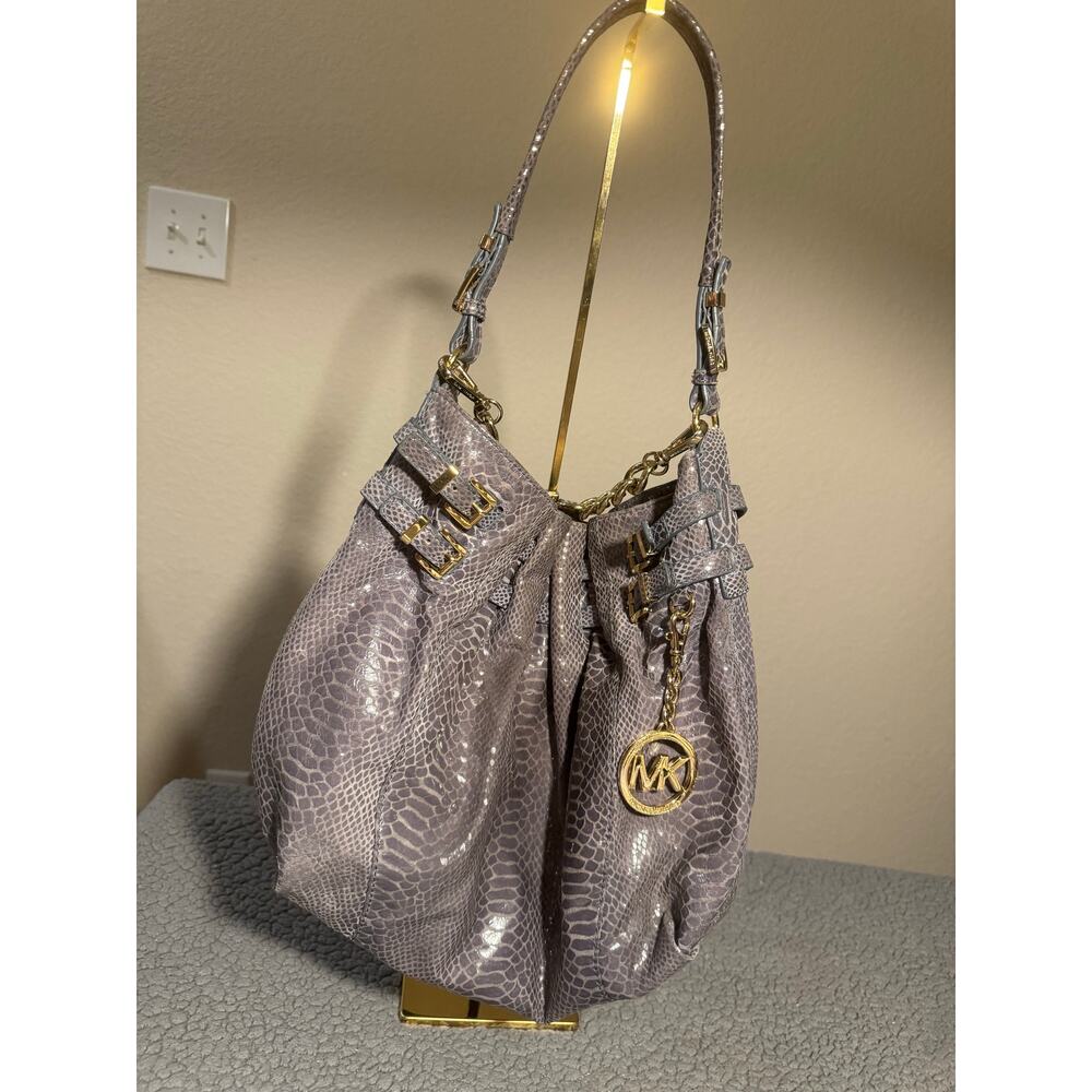 Michael Kors croc embossed bucket bag